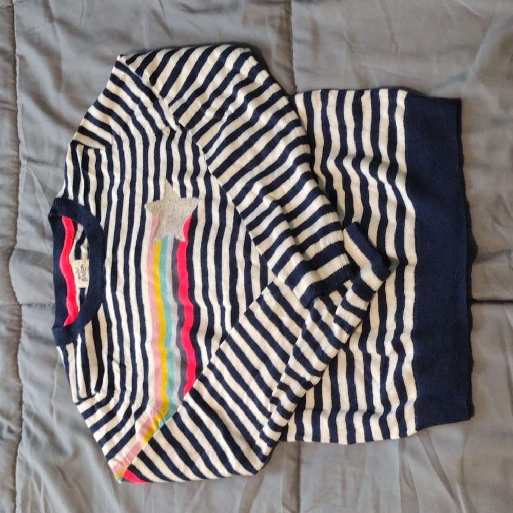 Mini Boden Striped Sweater with Rainbow and Star